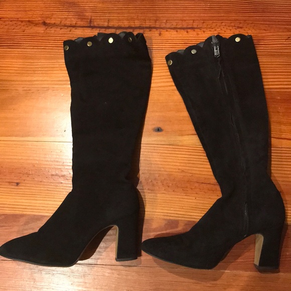 Vintage Faux Suede zip up Go-Go Boots 60s 70s - Picture 1 of 8